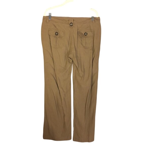 BCBGMaxAzria Brown Wide Leg Linen Trousers Pants Women Size 8 - Picture 9 of 9